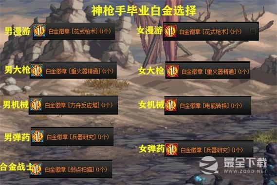 DNF全职业白金徽章选择大全