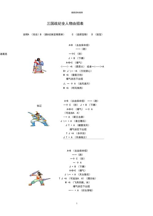 三国战纪1代完整版出招表
