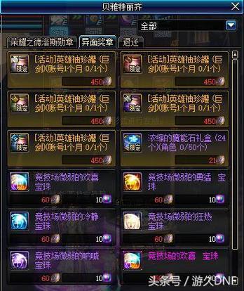 dnf帝国竞技场奖励兑换规划